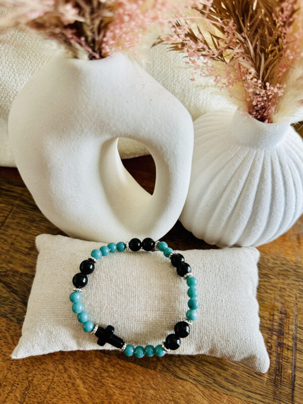 Bracelet croix bleu & noir