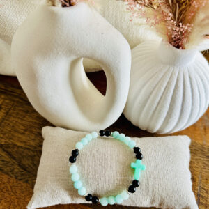 Bracelet croix vert d'eau