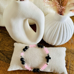 Bracelet croix rose & noir
