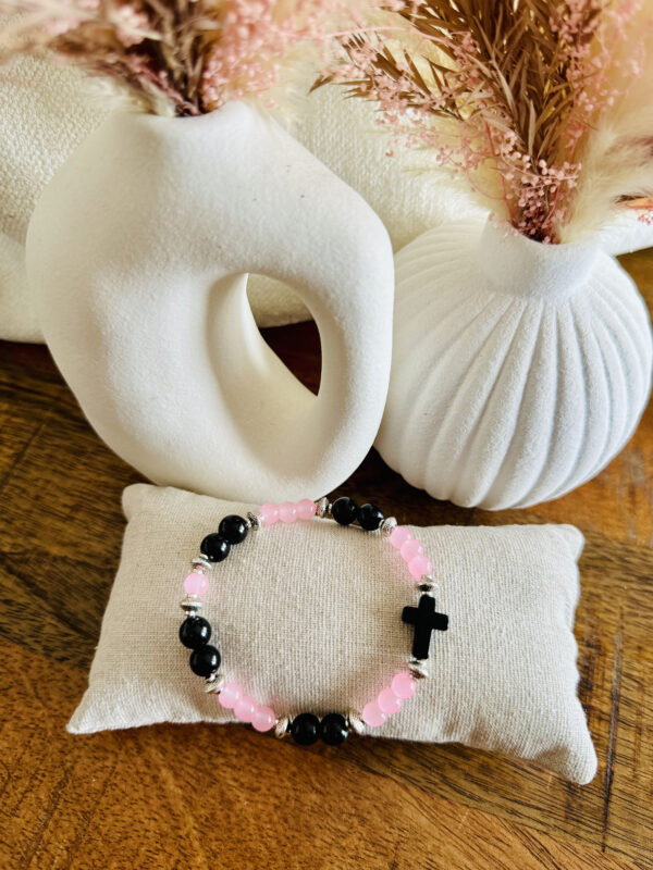 Bracelet croix rose & noir