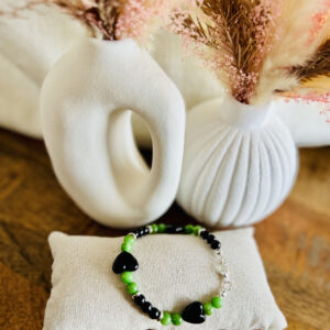 Bracelet coeur vert & noir