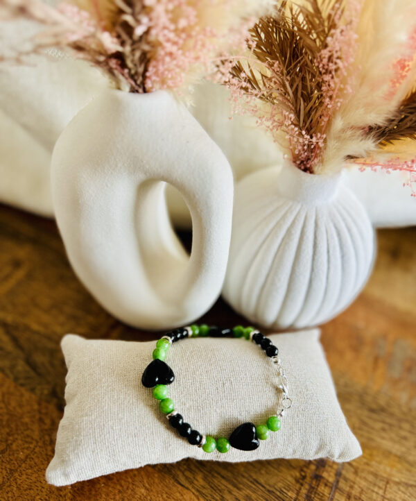 Bracelet coeur vert & noir