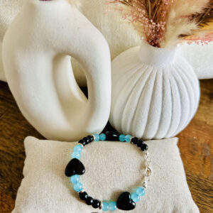 Bracelet coeur turquoise & noir