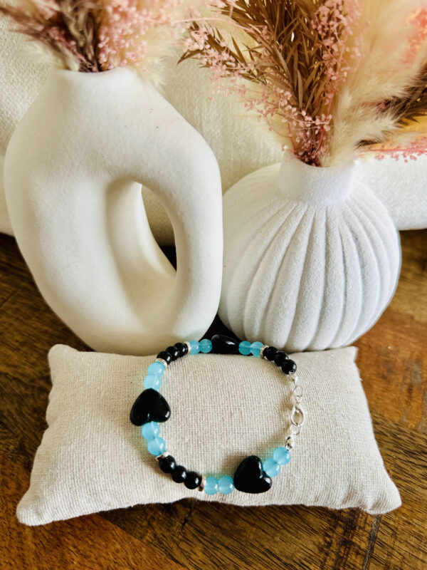 Bracelet coeur turquoise & noir