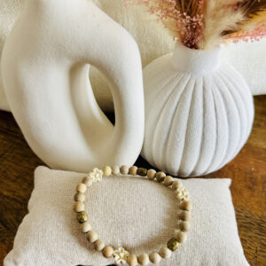Bracelet fleurs & bois naturel