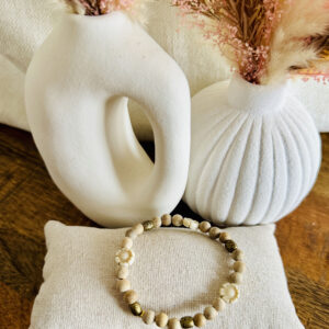 Bracelet bois naturel & fleurs