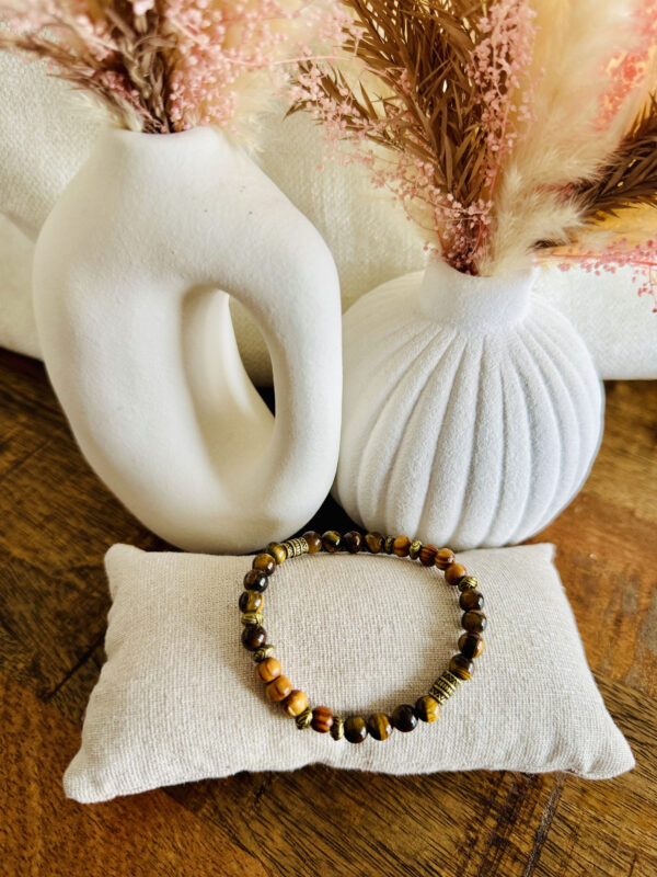 Bracelet bois & oeil du tigre