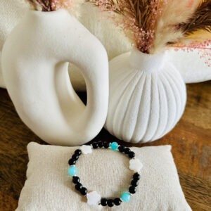 Bracelet trèfle noir & turquoise