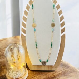 collier sautoir doré et noir